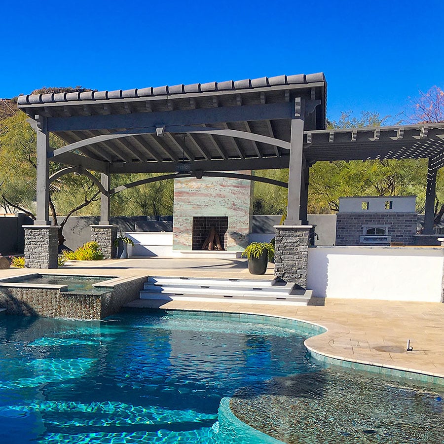 Gazebo shown in backyard design